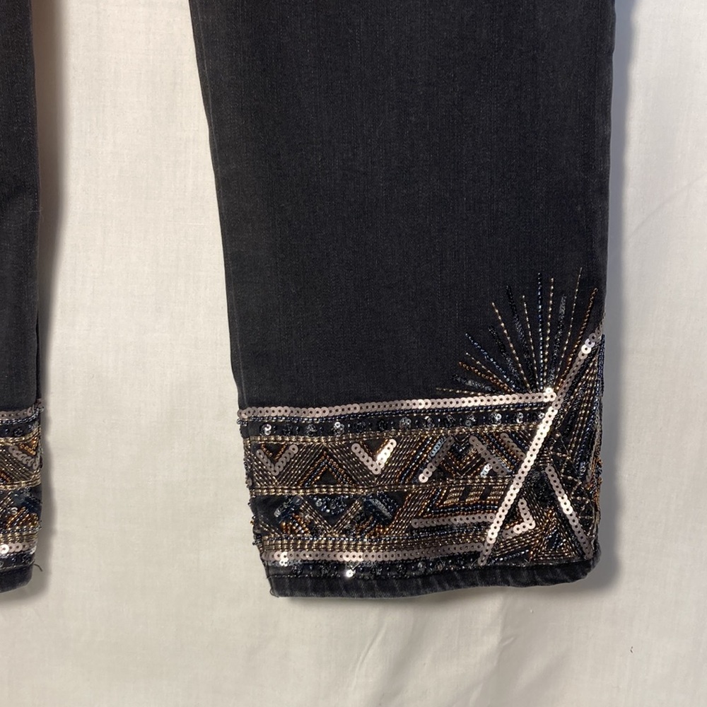 Chico's Black Boyfriend Jeans with Silver Embellishments - Picture 6 of 13